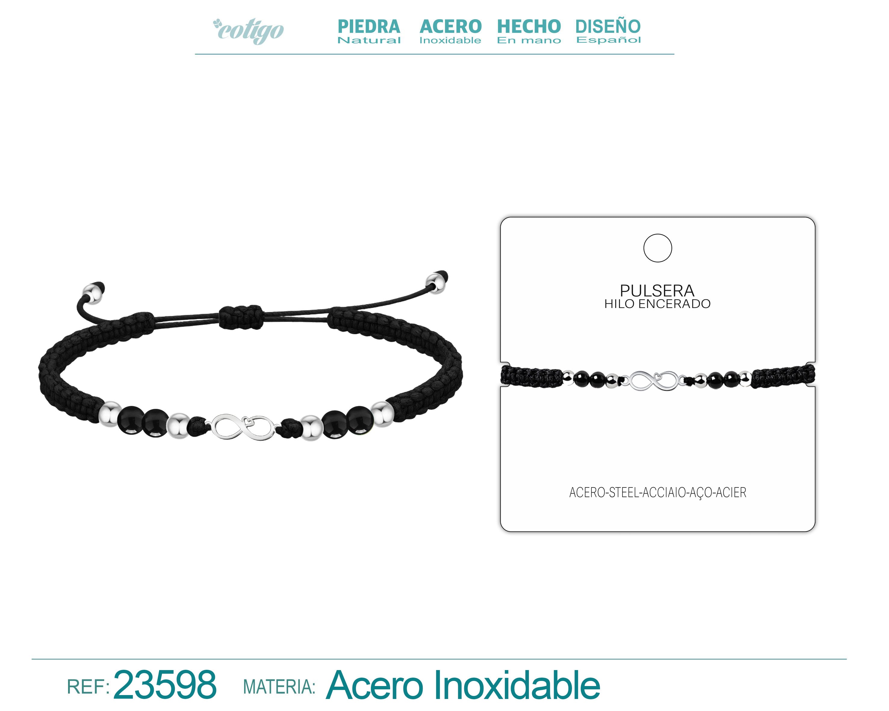 Pulsera Hilo Encerado Negro con Colgante de Infinito cotigo