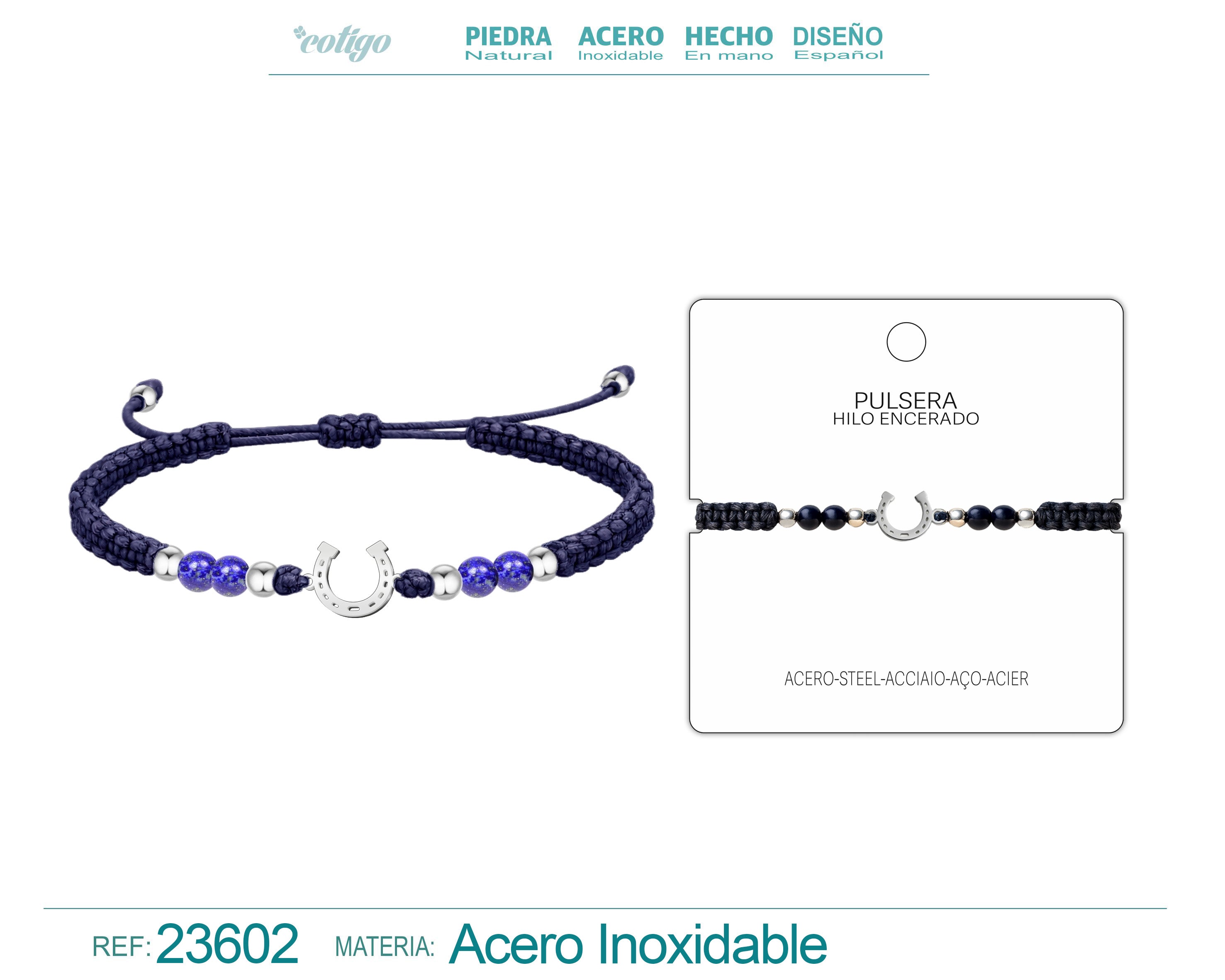 Pulsera Hilo Encerado Morado con Colgante de Herradura cotigo