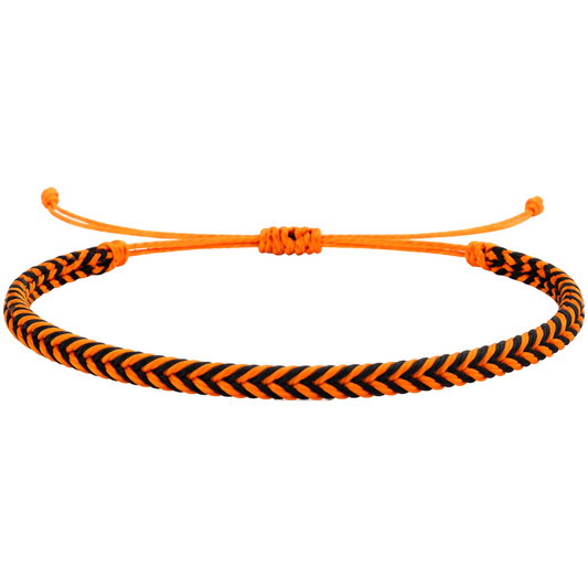 Es Vedrà - Pulsera Surfista de Hilo Encerado - Negro y Naranja