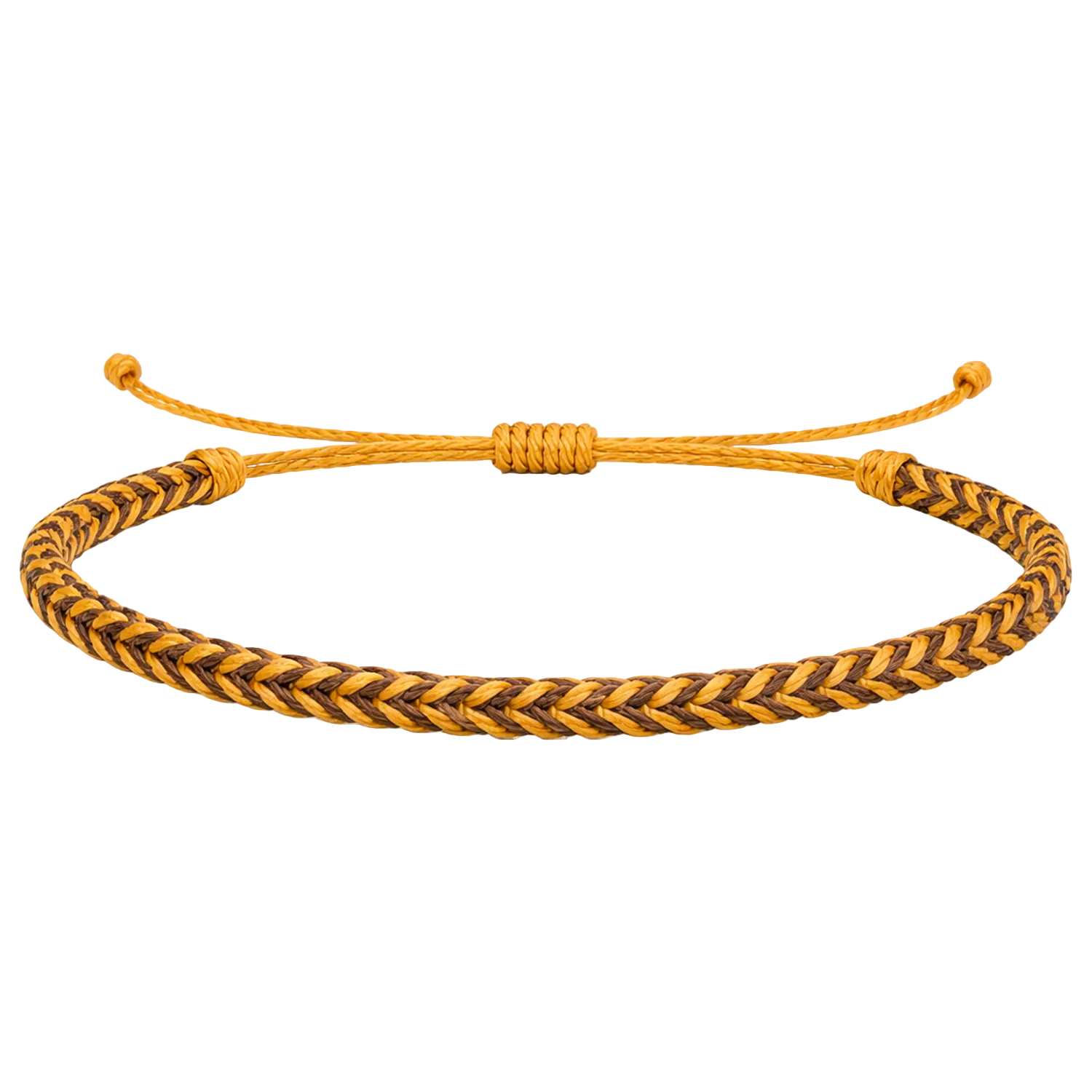 Duna - Pulsera Surfista de Hilo Encerado - Marrón y Oro cotigo