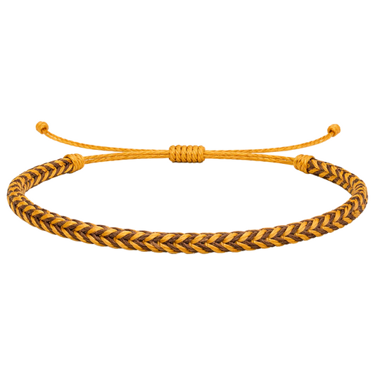 Duna - Pulsera Surfista de Hilo Encerado - Marrón y Oro