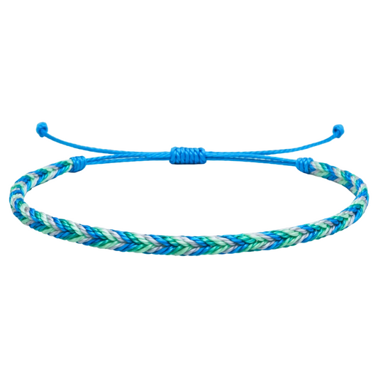 Menorca - Pulsera Surfista de Hilo Encerado - Azul Turquesa