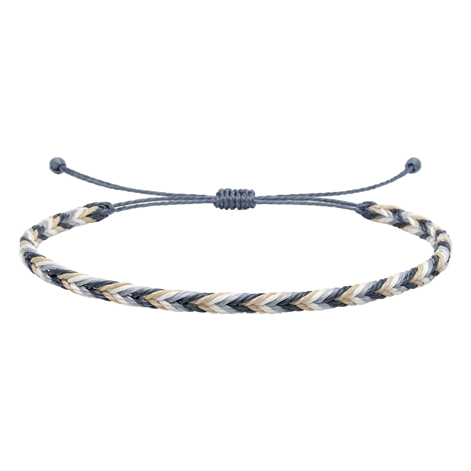 Mistral - Pulsera Surfista de Hilo Encerado - Gris y Blanco cotigo