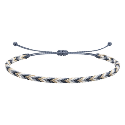 Mistral - Pulsera Surfista de Hilo Encerado - Gris y Blanco
