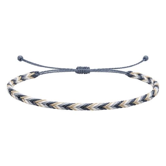 Mistral - Pulsera Surfista de Hilo Encerado - Gris y Blanco