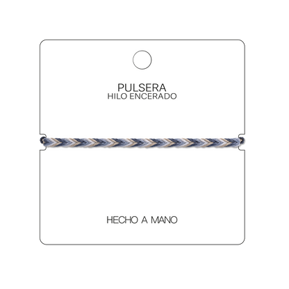 Mistral - Pulsera Surfista de Hilo Encerado - Gris y Blanco
