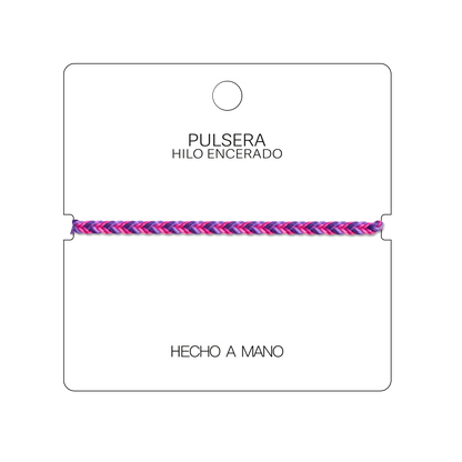 Buganvilla - Pulsera Surfista de Hilo Encerado - Tonos Lila y Rosa