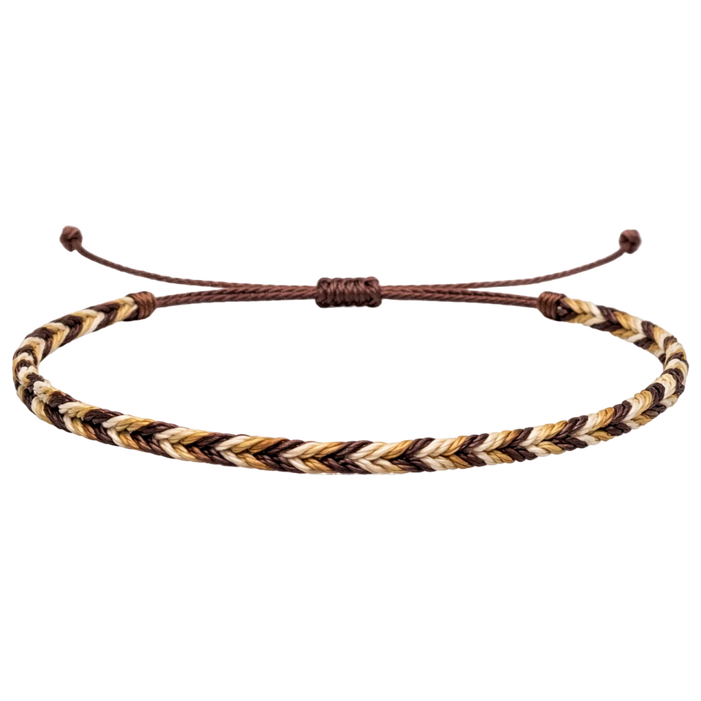Volcán - Pulsera Surfista de Hilo Encerado - Tonos Tierra cotigo