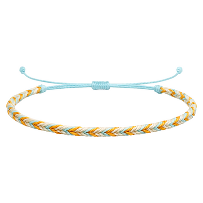 Formentera - Pulsera Surfista de Hilo Encerado - Azul y Oro