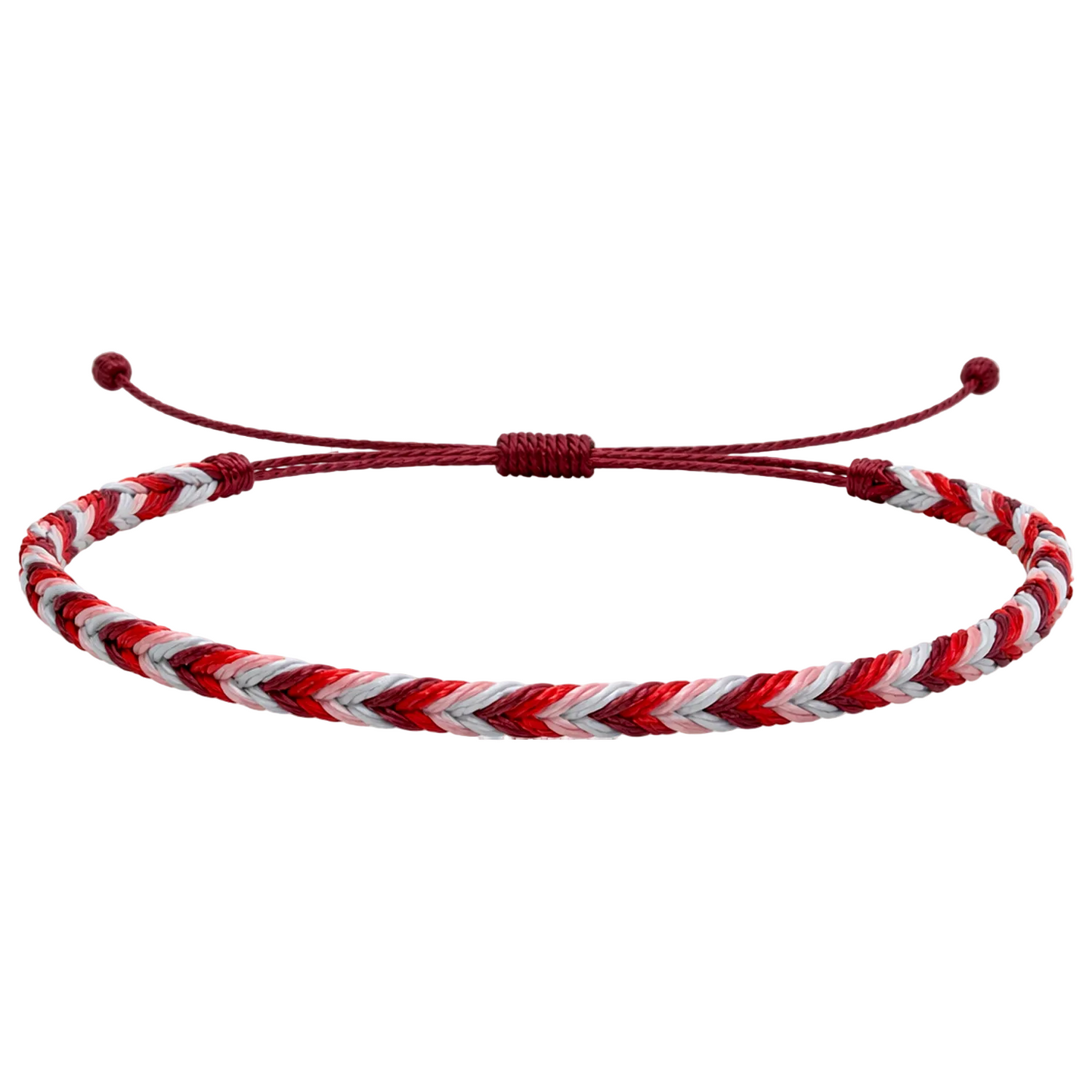 Coral - Pulsera Surfista de Hilo Encerado - Tonos Rojos