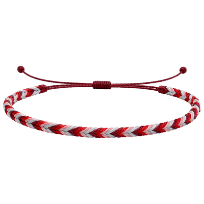 Coral - Pulsera Surfista de Hilo Encerado - Tonos Rojos