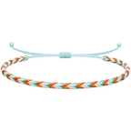 Benirràs - Pulsera Surfista de Hilo Encerado - Azul y Naranja cotigo