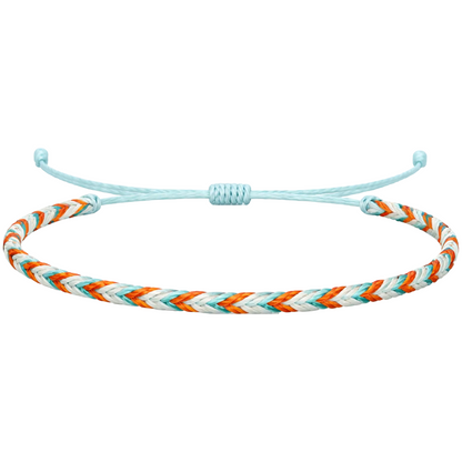 Benirràs - Pulsera Surfista de Hilo Encerado - Azul y Naranja