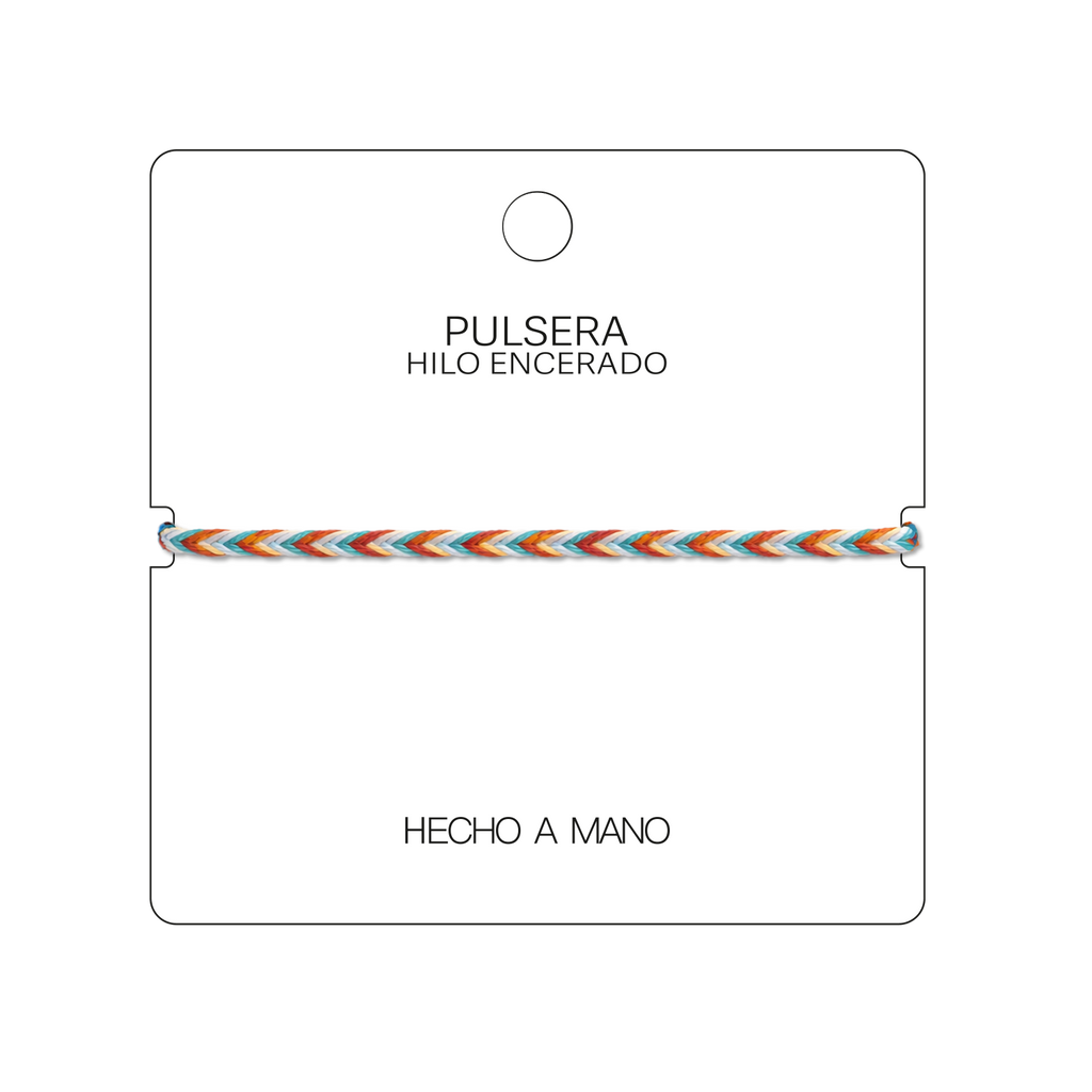 Benirràs - Pulsera Surfista de Hilo Encerado - Azul y Naranja cotigo