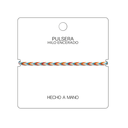 Benirràs - Pulsera Surfista de Hilo Encerado - Azul y Naranja