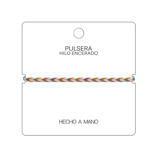Benirràs - Pulsera Surfista de Hilo Encerado - Azul y Naranja