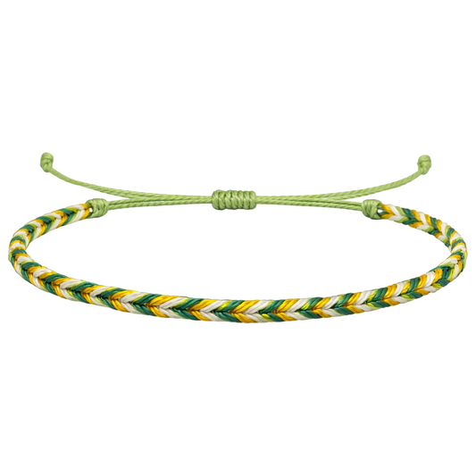 Amazonas - Pulsera Surfista de Hilo Encerado - Verde y Amarillo