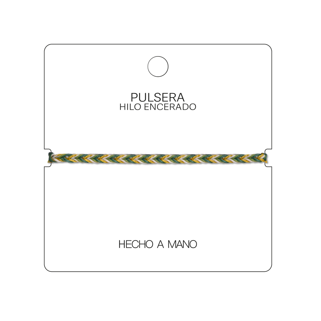 Amazonas - Pulsera Surfista de Hilo Encerado - Verde y Amarillo cotigo
