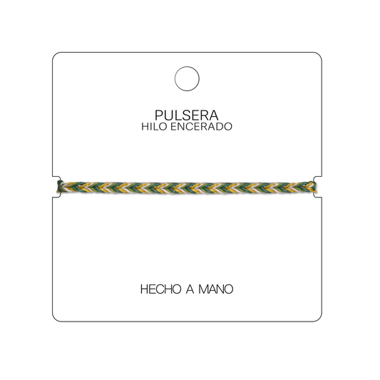 Amazonas - Pulsera Surfista de Hilo Encerado - Verde y Amarillo