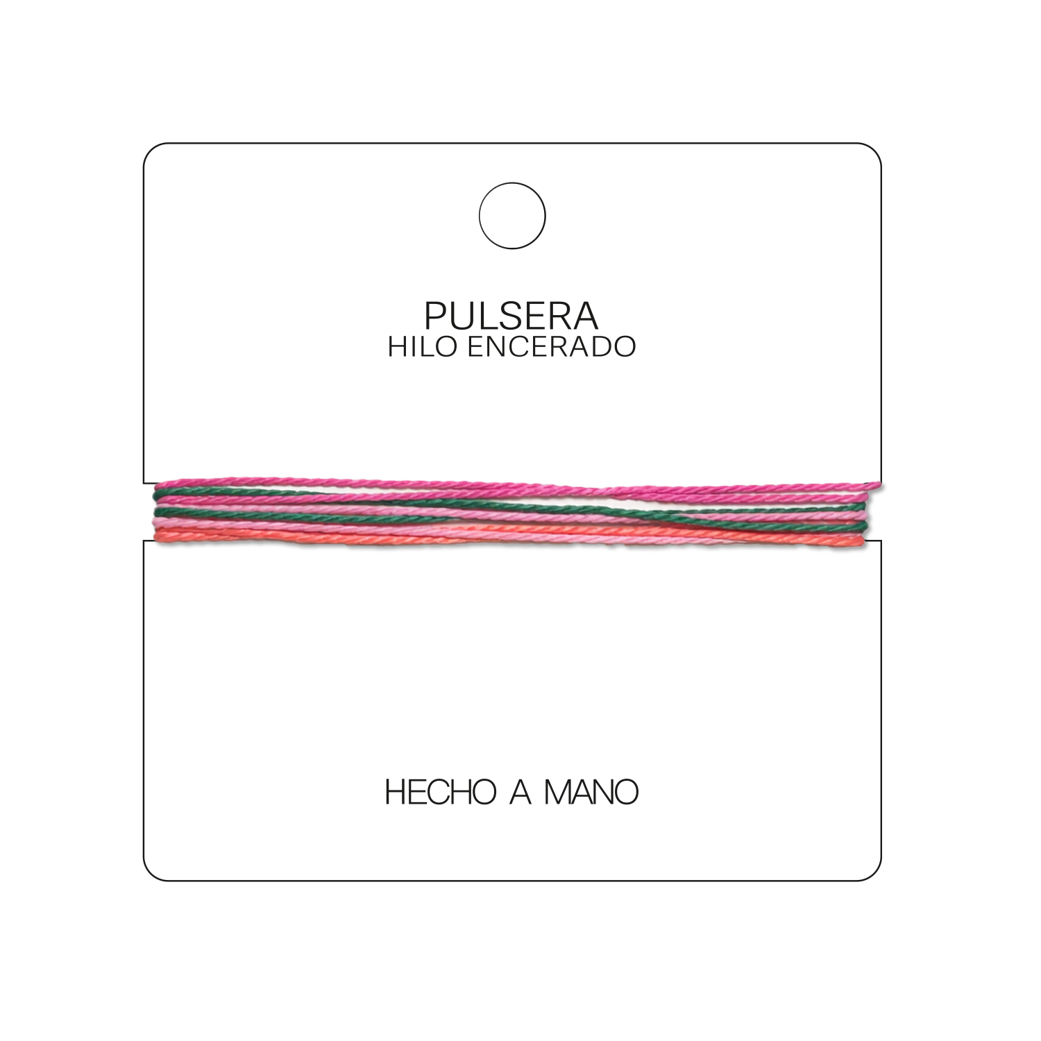 Hibisco - Pulsera Surfista de Hilo Encerado - Rosa, Rojo y Verde cotigo