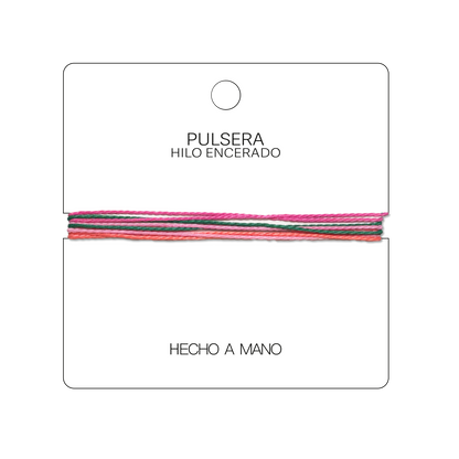 Hibisco - Pulsera Surfista de Hilo Encerado - Rosa, Rojo y Verde