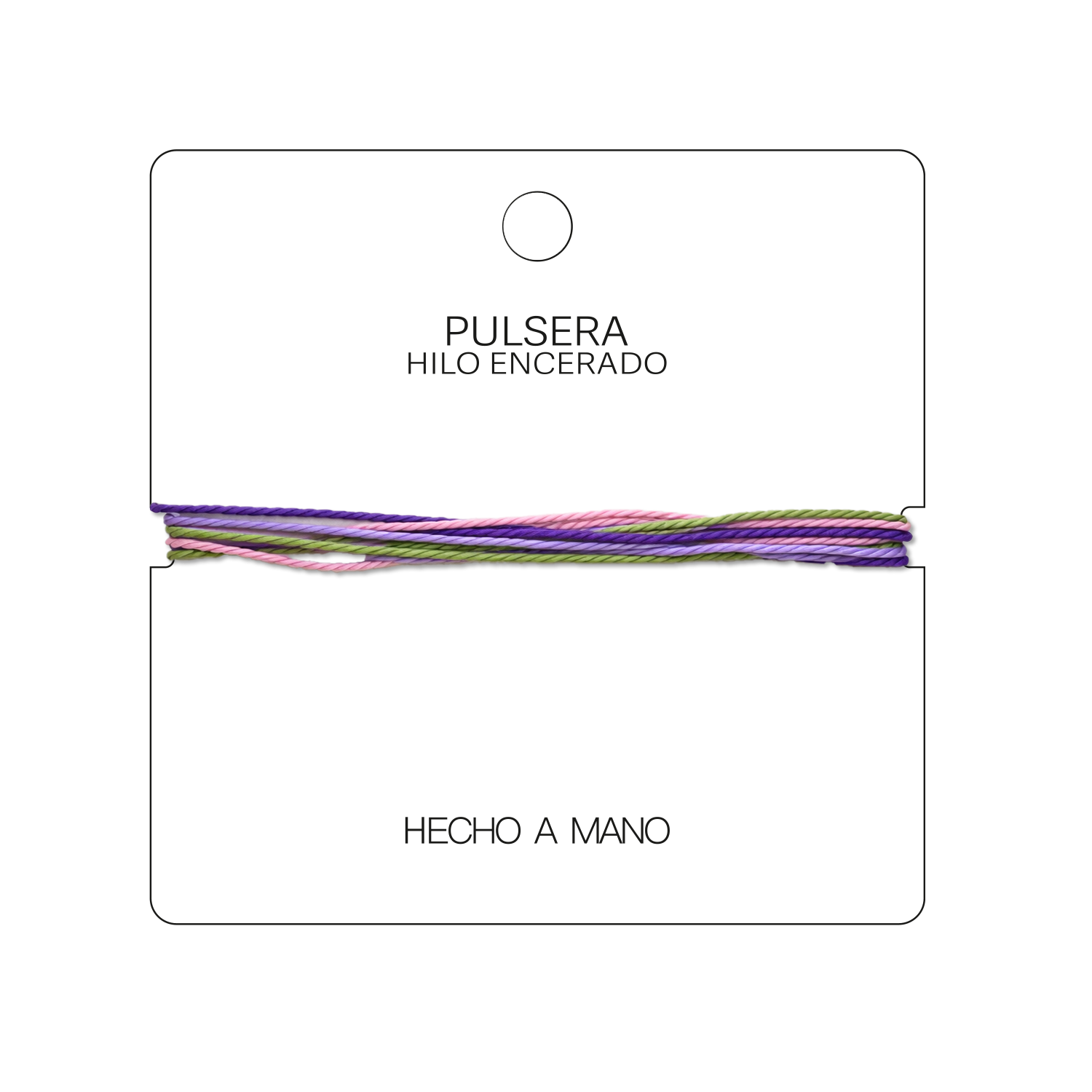 Loto - Pulsera Surfista de Hilo Encerado - Rosa, Morado y Verde cotigo