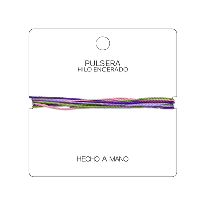 Loto - Pulsera Surfista de Hilo Encerado - Rosa, Morado y Verde