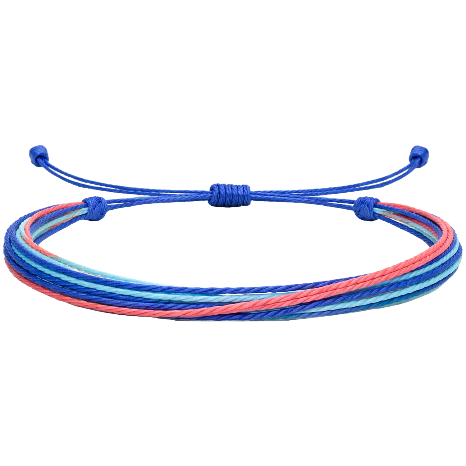 Sirena - Pulsera Surfista de Hilo Encerado - Azul, Rosa y Turquesa cotigo