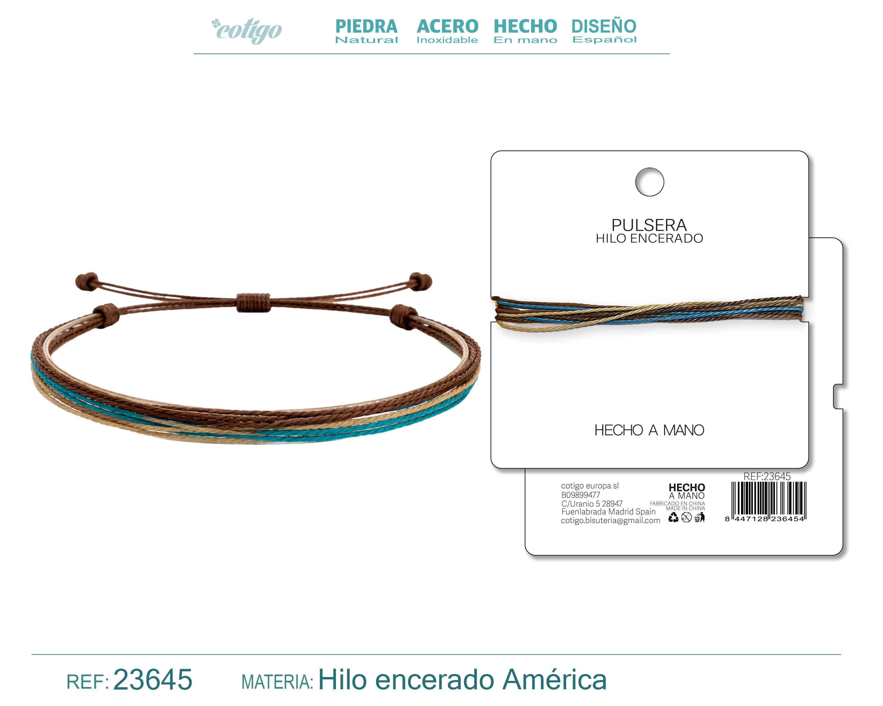 Pulsera de Cordón Encerado Multihilo – vista principal del diseño cordón encerado multihilo