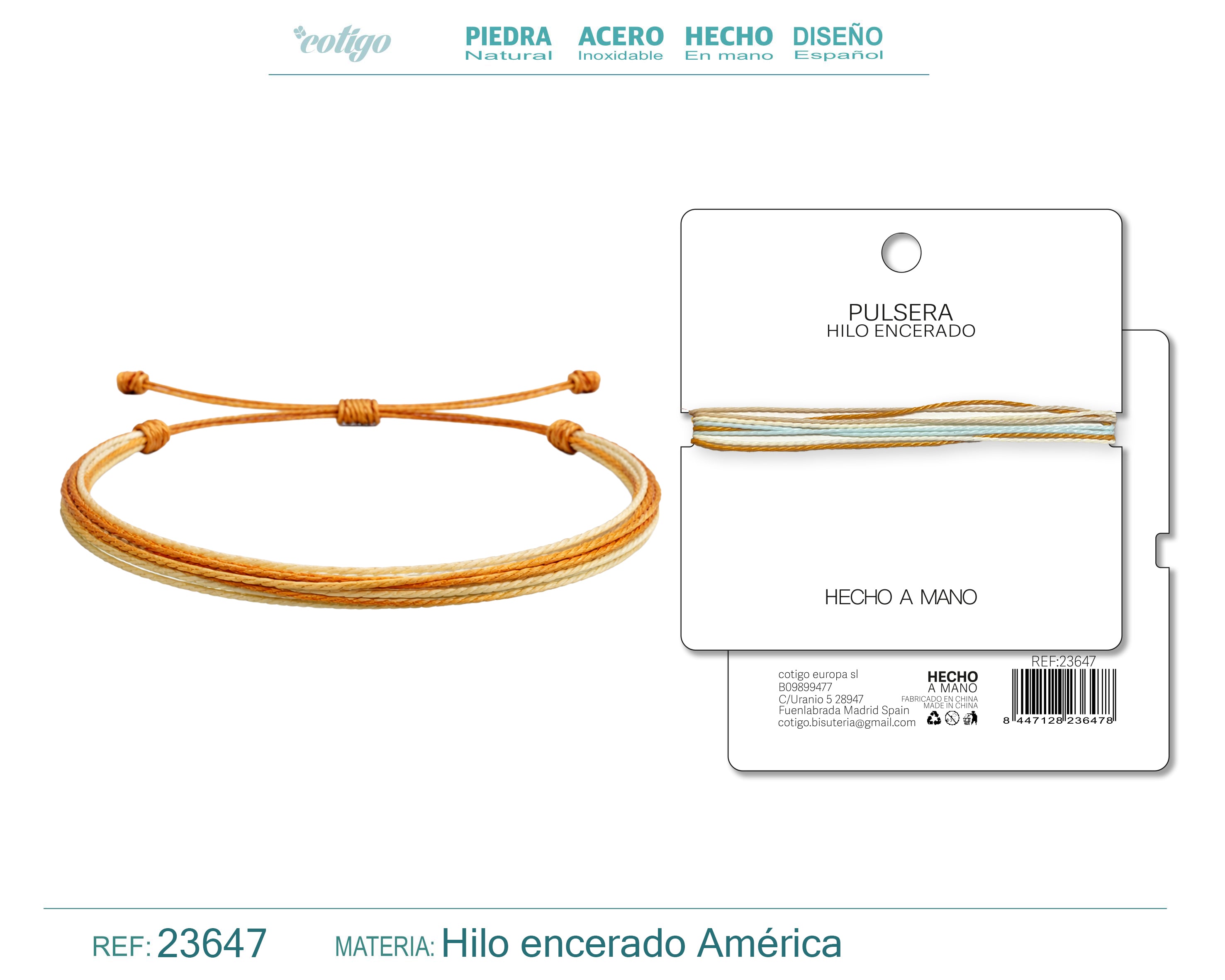 Pulsera de Cordón Encerado Multihilo – detalle 3 del diseño cordón encerado multihilo