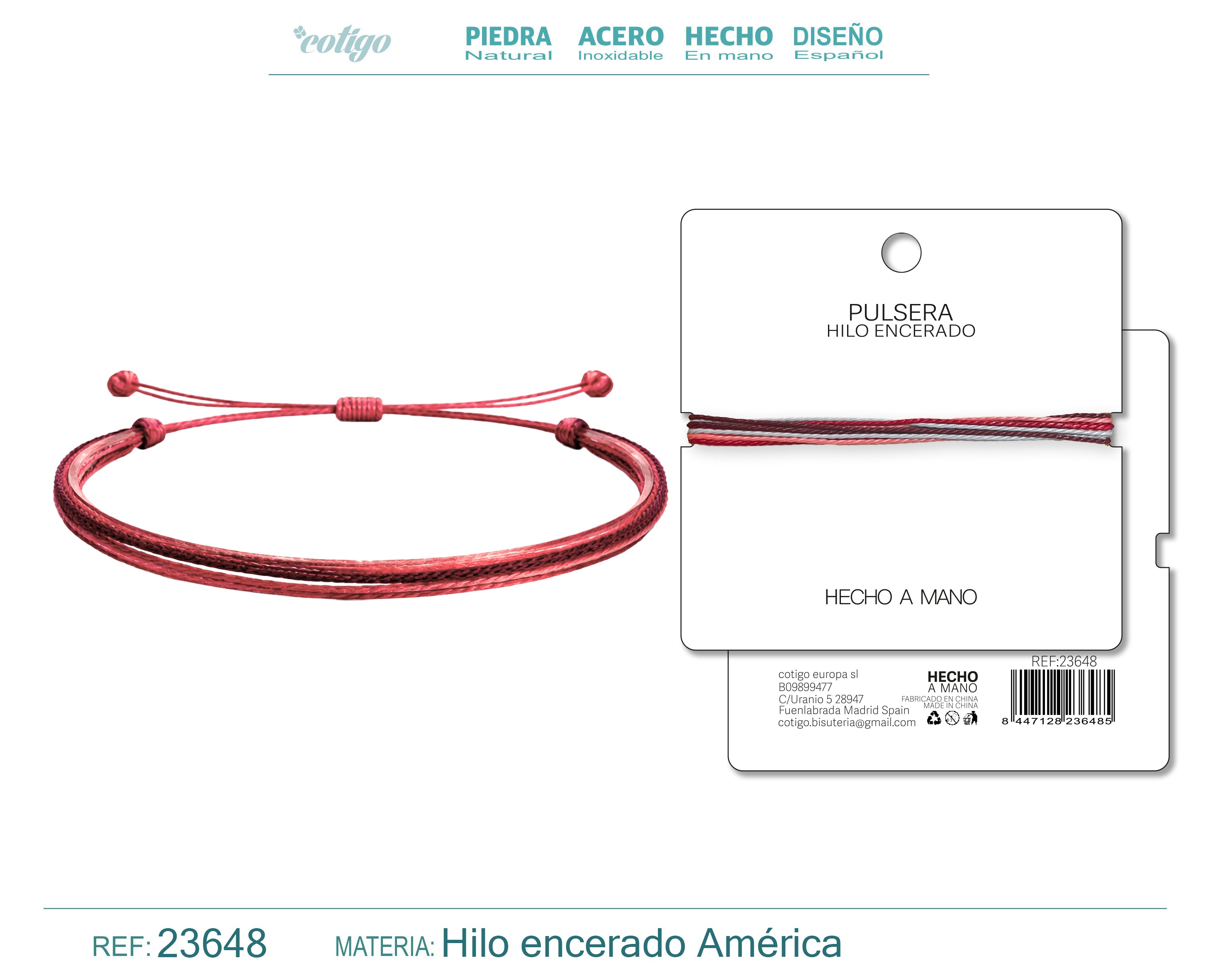 Pulsera de Cordón Encerado Multihilo – detalle 4 del diseño cordón encerado multihilo