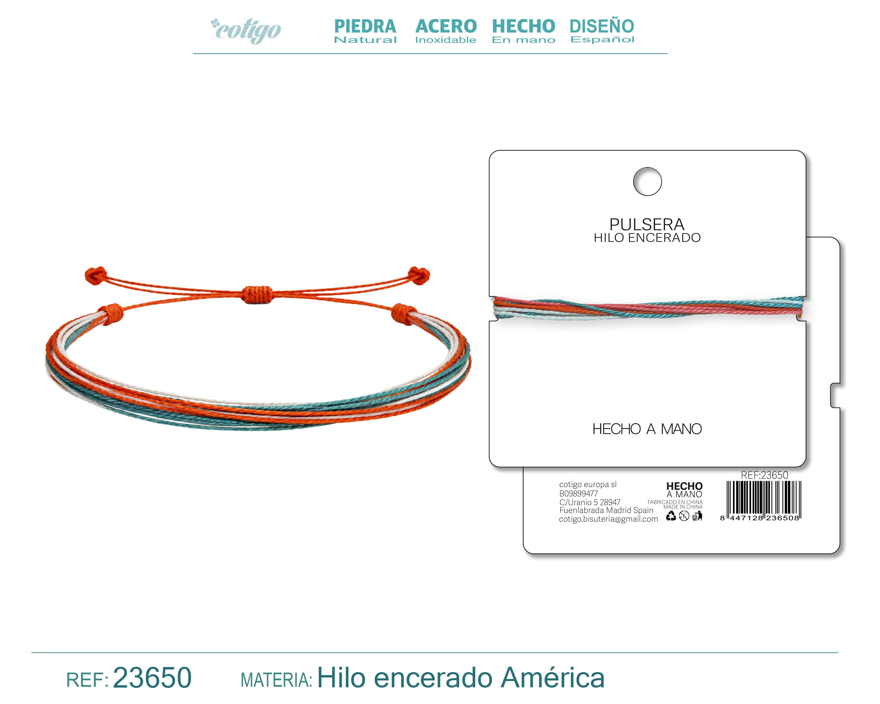 Pulsera de Cordón Encerado Multihilo – detalle 6 del diseño cordón encerado multihilo