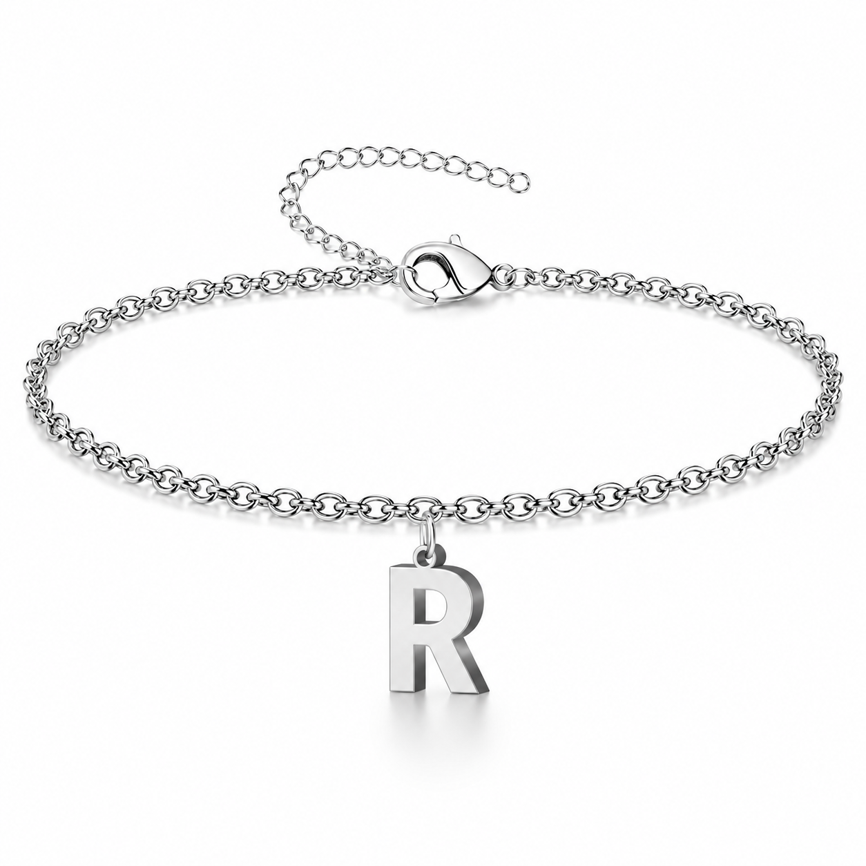 Pulsera con Colgante Letra Inicial en Acero