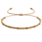 Pulsera de Hilo Encerado con Cuentas de Acero Inoxidable en acabado beige – vista principal