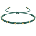 Pulsera de Hilo Encerado con Cuentas de Acero Inoxidable en acabado verde oscuro – vista principal