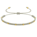 Pulsera de Hilo Encerado con Cuentas de Acero Inoxidable en acabado gris claro – vista principal