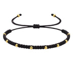 Pulsera de Hilo Encerado con Cuentas de Acero Inoxidable en acabado negro – vista principal
