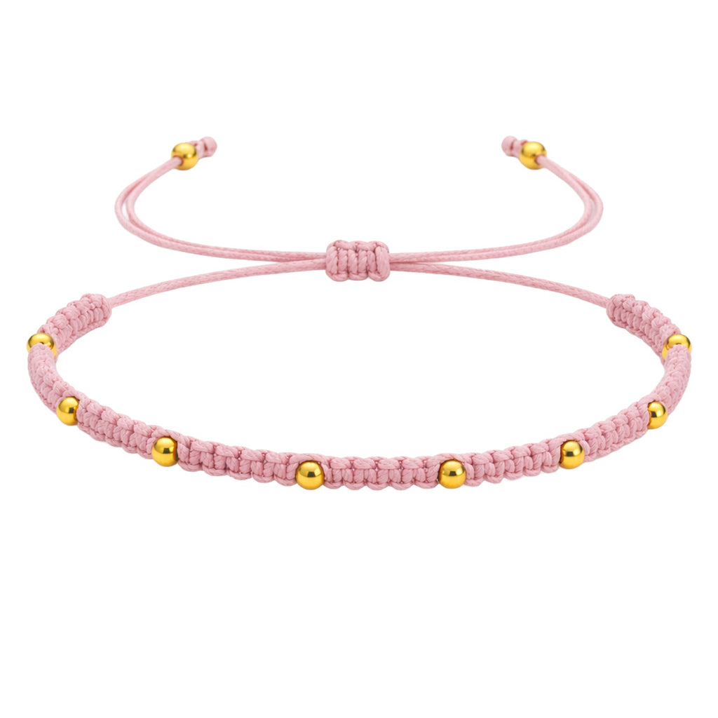 Pulsera de Hilo Encerado con Cuentas de Acero Inoxidable en acabado coral – vista principal