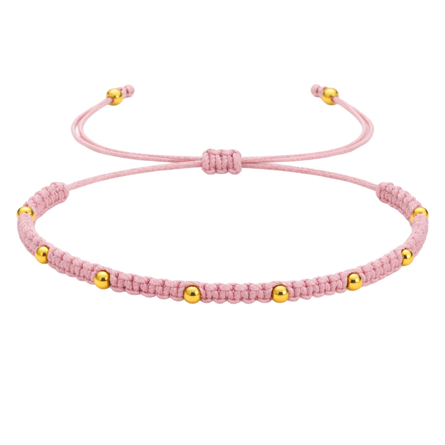 Pulsera de Hilo Encerado con Cuentas de Acero Inoxidable en acabado coral – vista principal