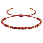 Pulsera de Hilo Encerado con Cuentas de Acero Inoxidable en acabado rojo – vista principal