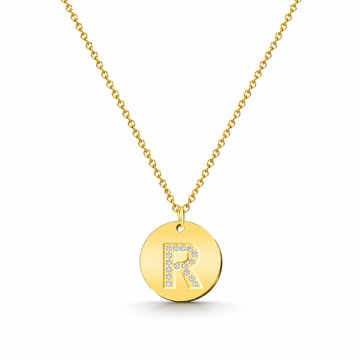 Collar Medalla de Letra Inicial con Circonitas