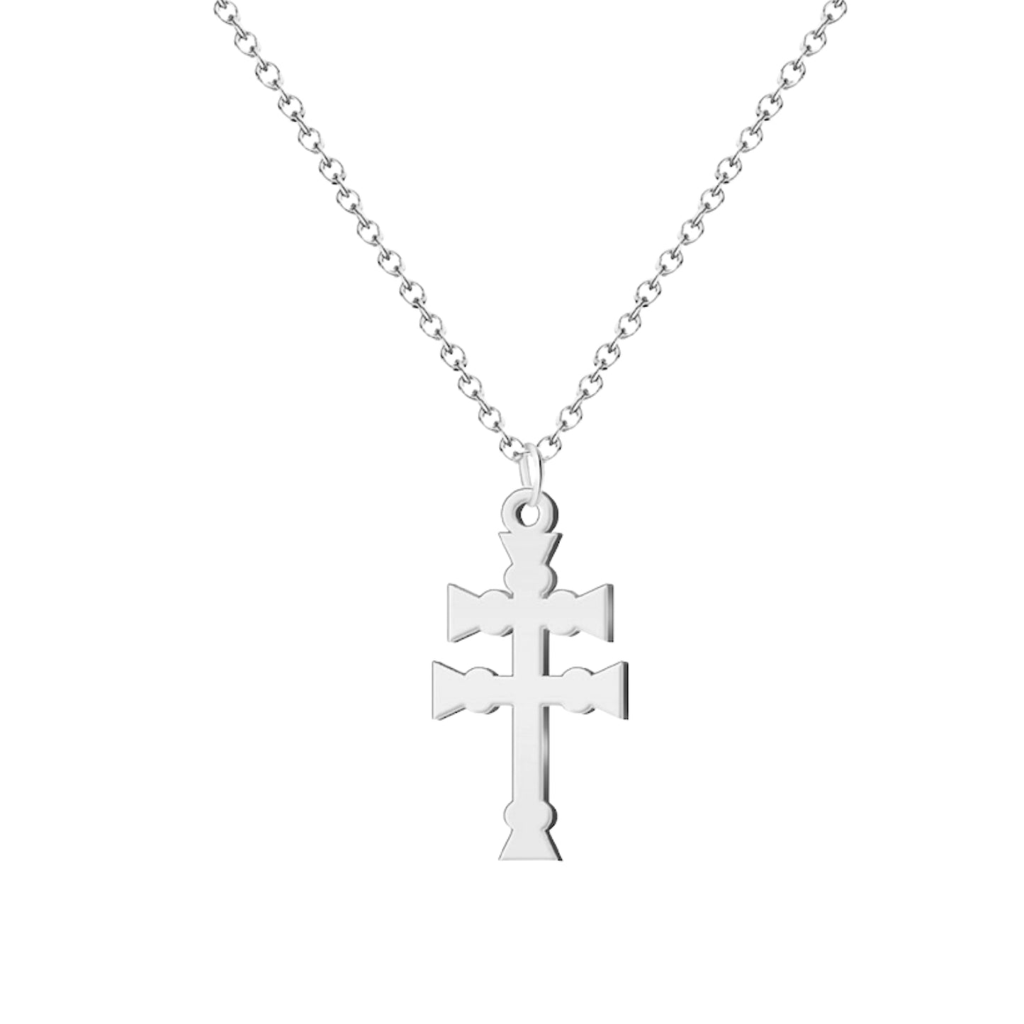 Collar Cruz Caravaca ✝️ | Hecho a mano en acero | Amuleto con tarjeta diseñada | Regalo con intención 💖