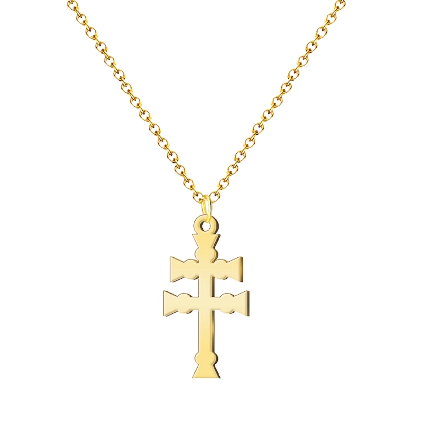 Collar Cruz Caravaca ✝️ | Hecho a mano en acero | Amuleto con tarjeta diseñada | Regalo con intención 💖