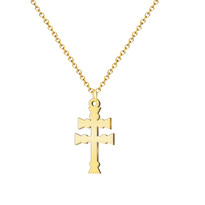 Collar Cruz Caravaca ✝️ | Hecho a mano en acero | Amuleto con tarjeta diseñada | Regalo con intención 💖