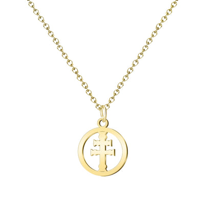 Collar Cruz Caravaca ✝️ | Hecho a mano en acero | Amuleto con tarjeta diseñada | Regalo con intención 💖