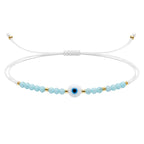 Pulsera de Hilo con Cuentas y Ojo Turco en acabado azul claro – vista principal del diseño hilo con cuentas y ojo turco
