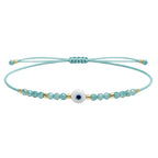 Pulsera de Hilo con Cuentas y Ojo Turco en acabado verde menta – vista principal del diseño hilo con cuentas y ojo turco