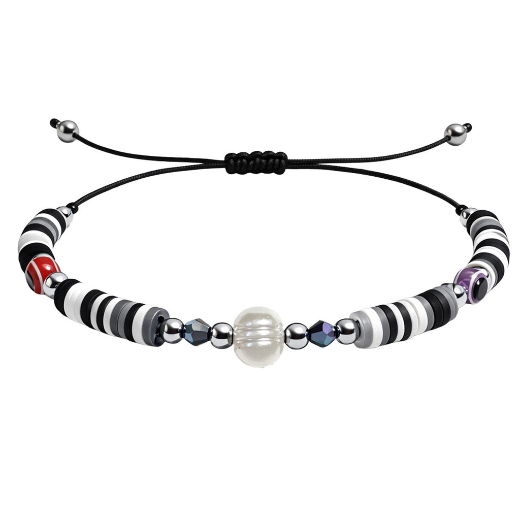 Pulsera de Hilo con Cuentas Heishi y Bola de Acero Inoxidable – vista principal