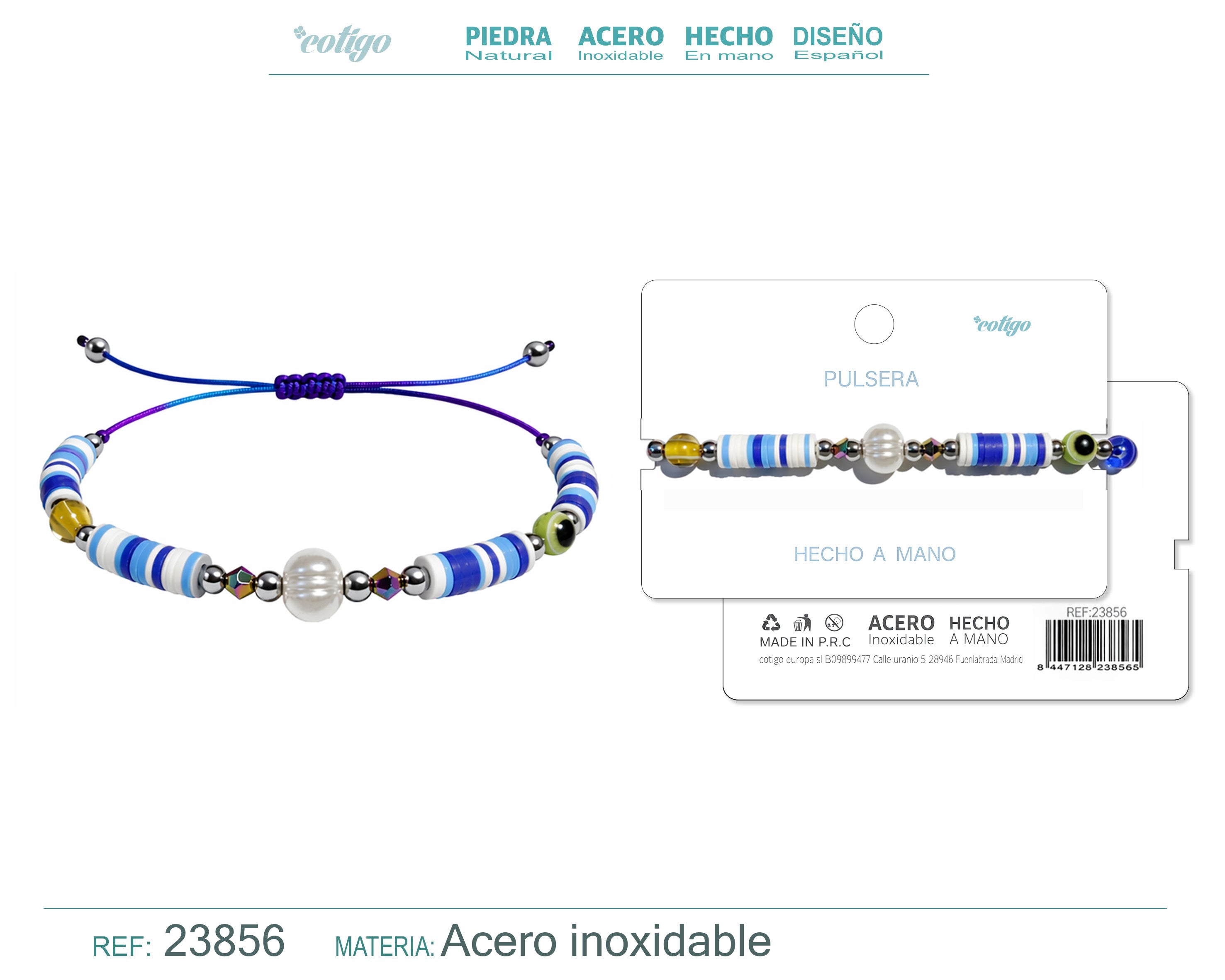 Pulsera de Hilo con Cuentas Heishi y Bola de Acero Inoxidable – detalle 2