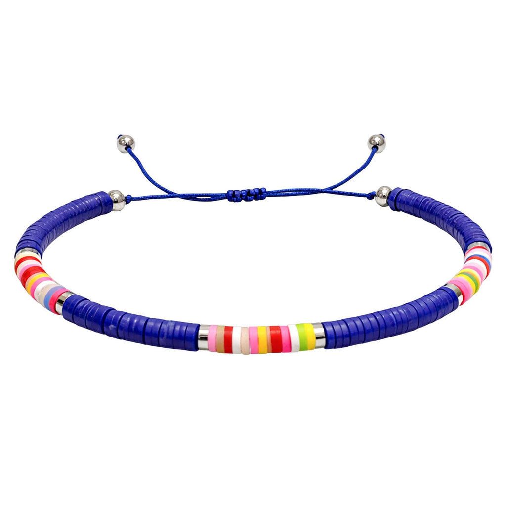Pulsera de Hilo Encerado con Cuentas Heishi Multicolor en acabado azul marino – vista principal